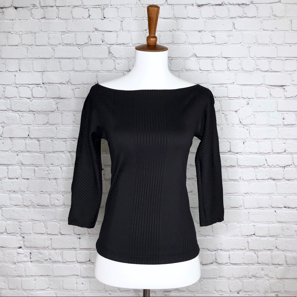 BCBGMaxAzria Black Ribbed Top